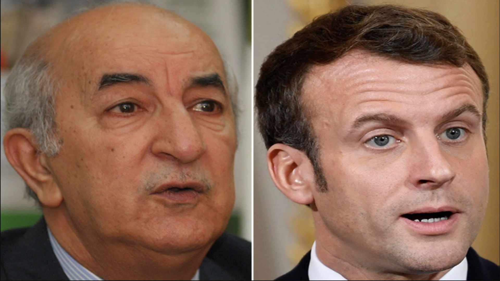 الرئيس الجزائري عبد المجيد تبون (يسار) ونظيره الفرنسي إيمانويل ماكرون (يمين)
